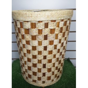 CESTO ROUPEIRO JP238 GG EM PALHA C/ BAMBU C/ TAMPA A62XL47CM