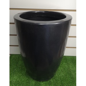 VASO REF363-4 COLUNA Nº2 REDONDO POLIDO C/ PRATO EM POLIETILENO COR PRETO A41XL30CM