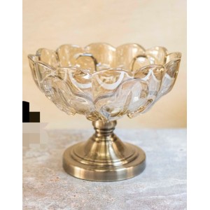 CENTRO DE MESA AV114 DETALHADO FOR. TACA EM VIDRO AMBAR A21XL30CM