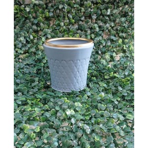 VASO DEC01939 AZUL FOSCO DE CERAMICA DECORATIVO A10XL11CM