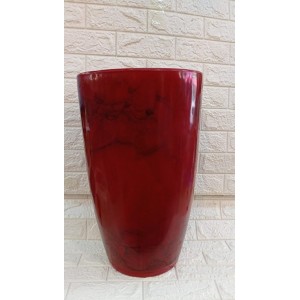 VASO COLUNA REF374-8 RED MARMORIZADO C/PRATO Nº3 VERMELHO A55XL33CM