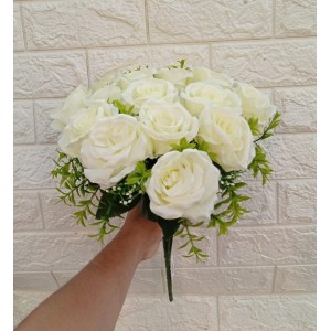 FL BUQUE FD-0004BR DE ROSA BRANCA C/18 GALHOS A38CM