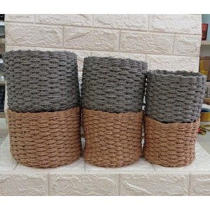 KIT FR242625 CESTA DE PALHA C/3 PÇS G A17XL21CM M A16XL19CM P A15X17CM