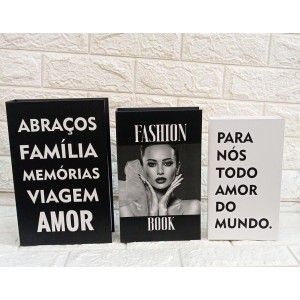 CAIXA DV80047 LIVRO DECORATIVO C/3 PÇS G A28XL18XM M A25,5XL16CM P A23,5XL13,5CM
