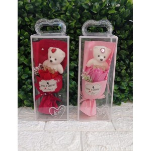 ENFEITE URSO FJ91036 C/FLOR NA CAIXINHA A25XL11CM