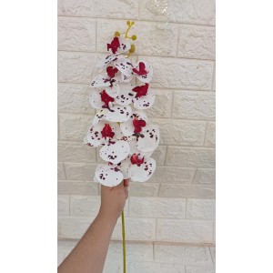 FL HASTE ORQUIDEA 3D 64661-13 BRANCA PINTADINHA C/ 9 FLOR 100CM
