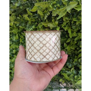 FITA CF738 NATALINA XADREZ LATERAL DOURADA 9,14M