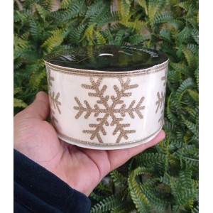 FITA HH4910 DECORATIVA ARAMADA BRANCO FLOCO DE NEVE GLITER 6,3X914CM