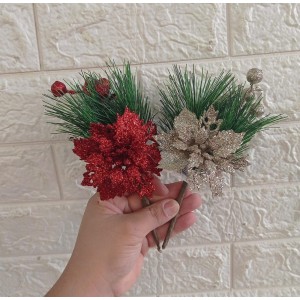 FL GALHINHO AN545 BICO DE PAPAGAIO PEQUENO C/ GLITTER NATALINO A21CM