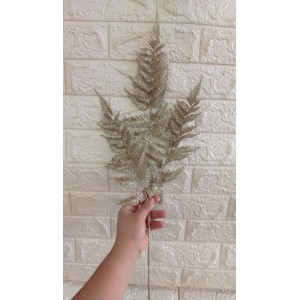 HASTE FG18 DE FOLHA C/3 GALHOS CHAMPAGNE C/GLITER 72CM