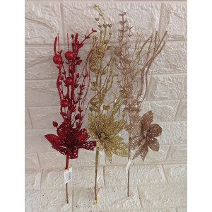 HASTE FG25 BOLINHA C/FOLHA DOUR/VERM/CHAMPAG GLITER 49CM