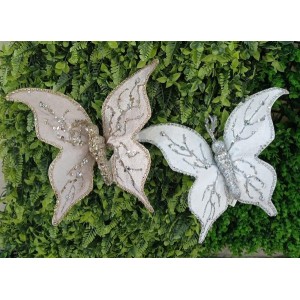 HASTE FN183 DE BORBOLETA DOURADA/PRATA 30CM