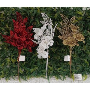 HASTE FG26 MINI FLOR C/GLITER VERMELHO/DOURADO/BRANCO A37CM