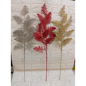 HASTE FG17 DE FOLHA C/3 GALHO VERM/DOUR/CHAMPAG GLITER 75CM