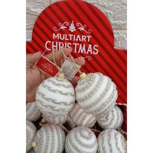 BOLA NBOL8V44 DECORATIVA NATALINA BRANCA 8CM