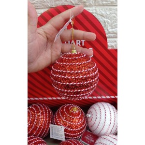 BOLA NBOL10V42 DECORATIVA NATALINA VERMELHA/BRANCA 10CM