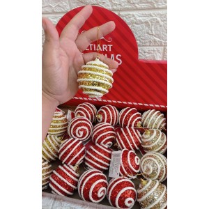 BOLA NBOL6V43 DECORATIVA NATALINA VERMELHA/DOURADO 6CM