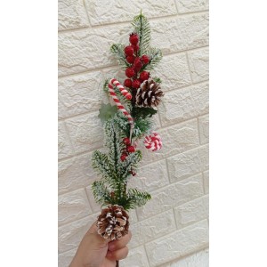 HASTE FLH86 DE PINHA C/FOLHAS E BENJALA NEVADA 75CM