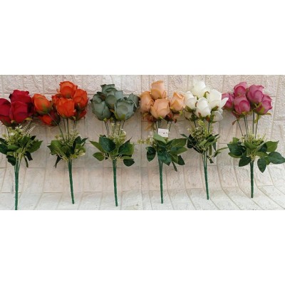 FL BUQUE V2G37-2 BOTAO ROSA C/7 GALHOS CORES SORTIDAS A45CM