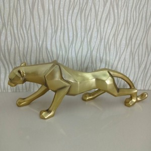 ENFEITE 5624 LEOPARDO EM RESINA DOURADO FOSCO A13XL33CM