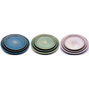 CONJ. SMJ-114 DE PRATOS SOUSPLAT C/3 PCS DECORATIVO DETALHE DOURADO G 40CM M 36CM P 30CM