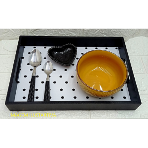 CONJ. 6 COLHERES 7652 P/ MESA DE ACO INOX C/ CABO DE PLASTICO RATTAN PRETO A20CM