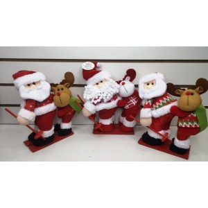 ENFEITE NTD10116 PAPAI NOEL C/ RENA EM TECIDO A30XL22CM